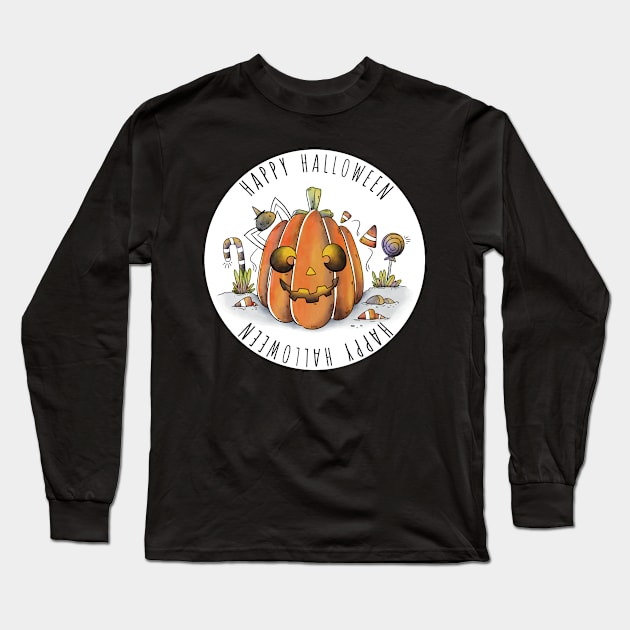 Happy Halloween Pumpkin Long Sleeve T-Shirt by superdupertees